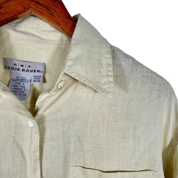 Eddie Bauer 100% Linen Button-Up Shirt Womens M Cream Hong Kong - Picture 5 of 8